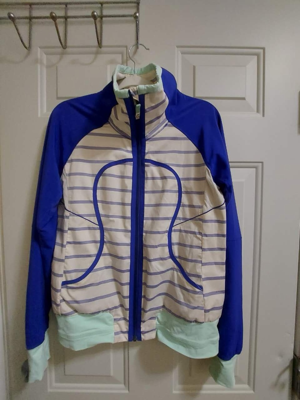 Lululemon blue and white striped full zip jacket